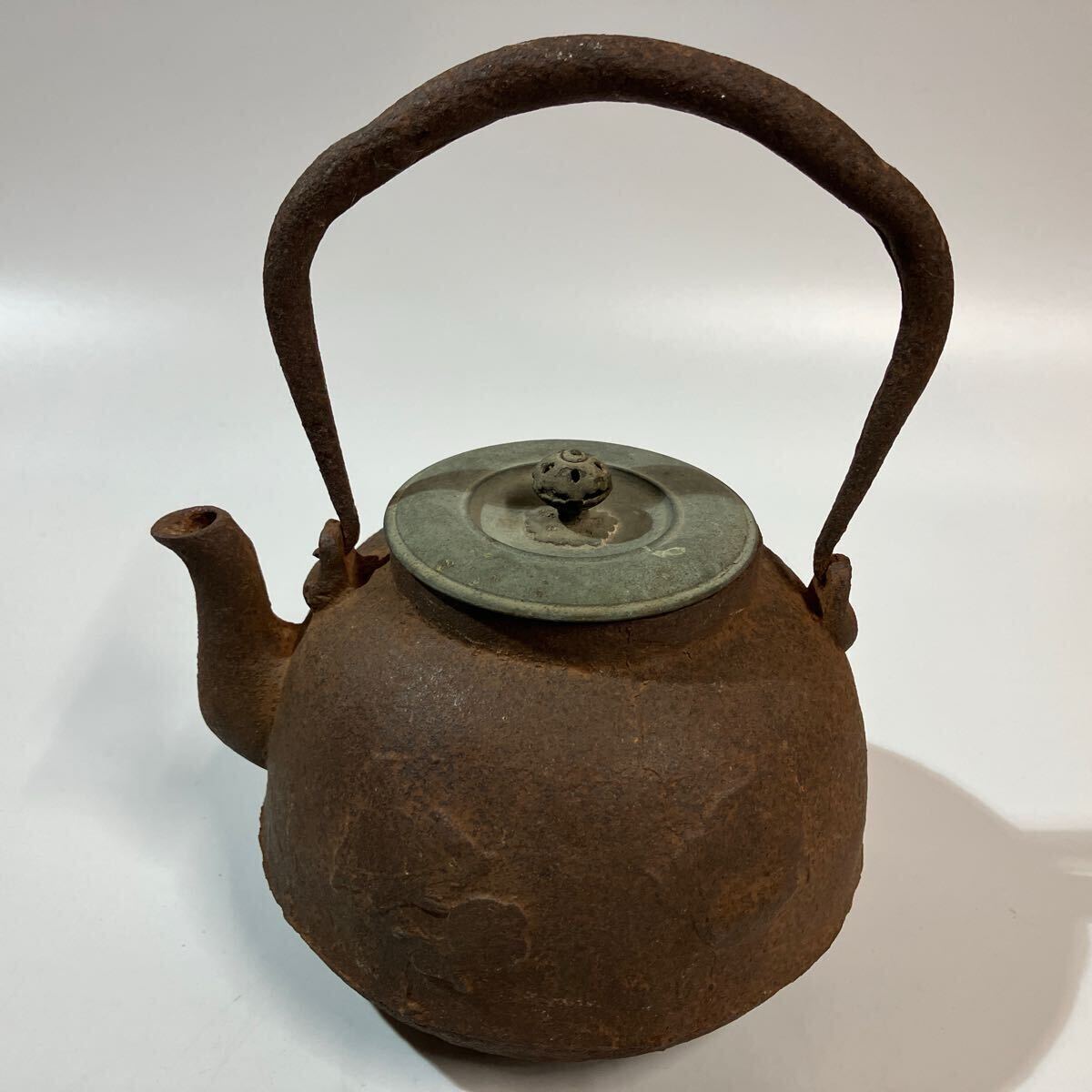 龍文堂 鉄瓶 龍文堂造 茶道具 古美術 前茶道具 骨董 銅蓋 現状品