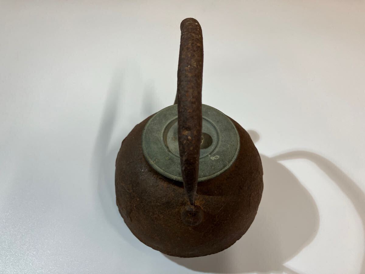 龍文堂 鉄瓶 龍文堂造 茶道具 古美術 前茶道具 骨董 銅蓋 現状品