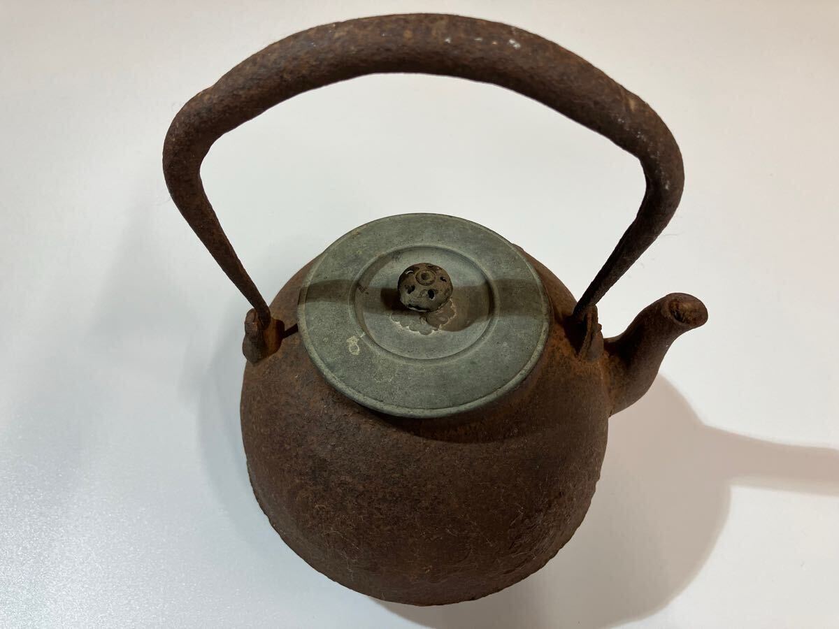 龍文堂 鉄瓶 龍文堂造 茶道具 古美術 前茶道具 骨董 銅蓋 現状品