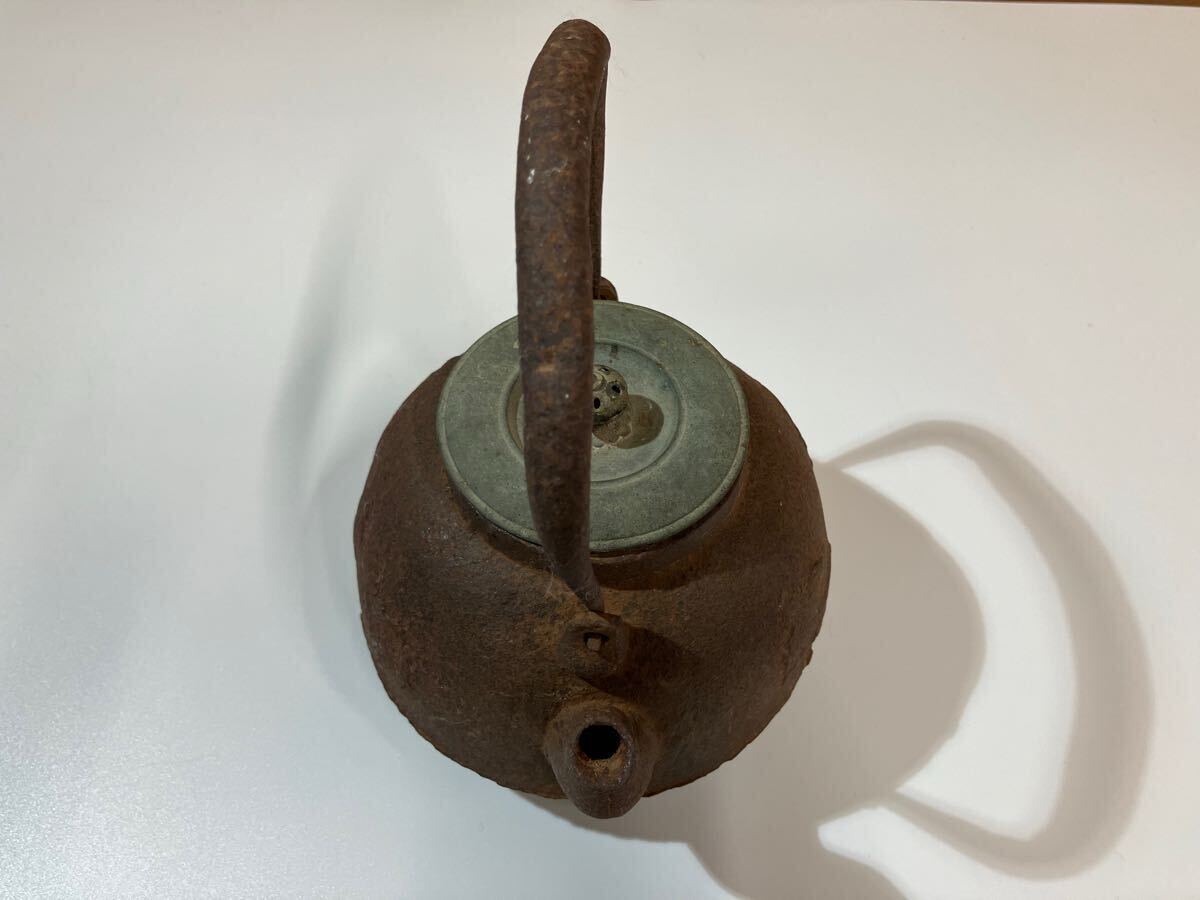 龍文堂 鉄瓶 龍文堂造 茶道具 古美術 前茶道具 骨董 銅蓋 現状品