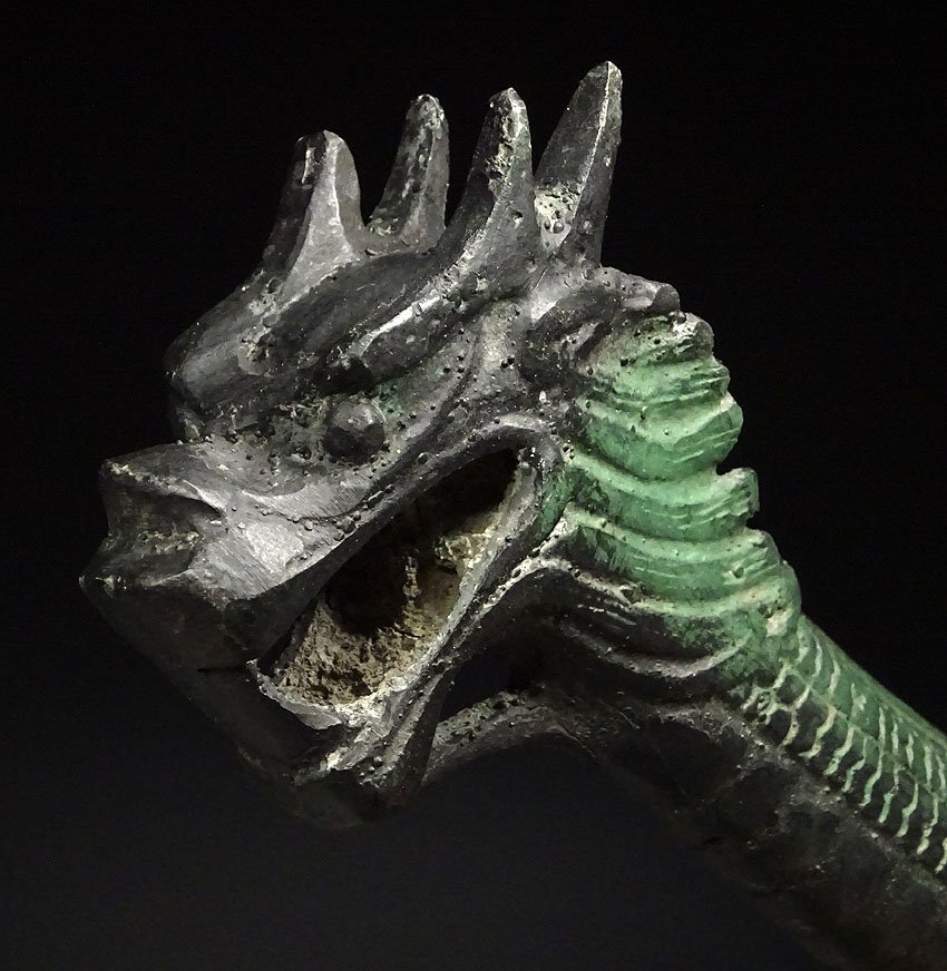 緑屋z□ 中国古玩 銅製 青銅剣 龍頭剣 長約45cm 唐物 時代物 i9/11