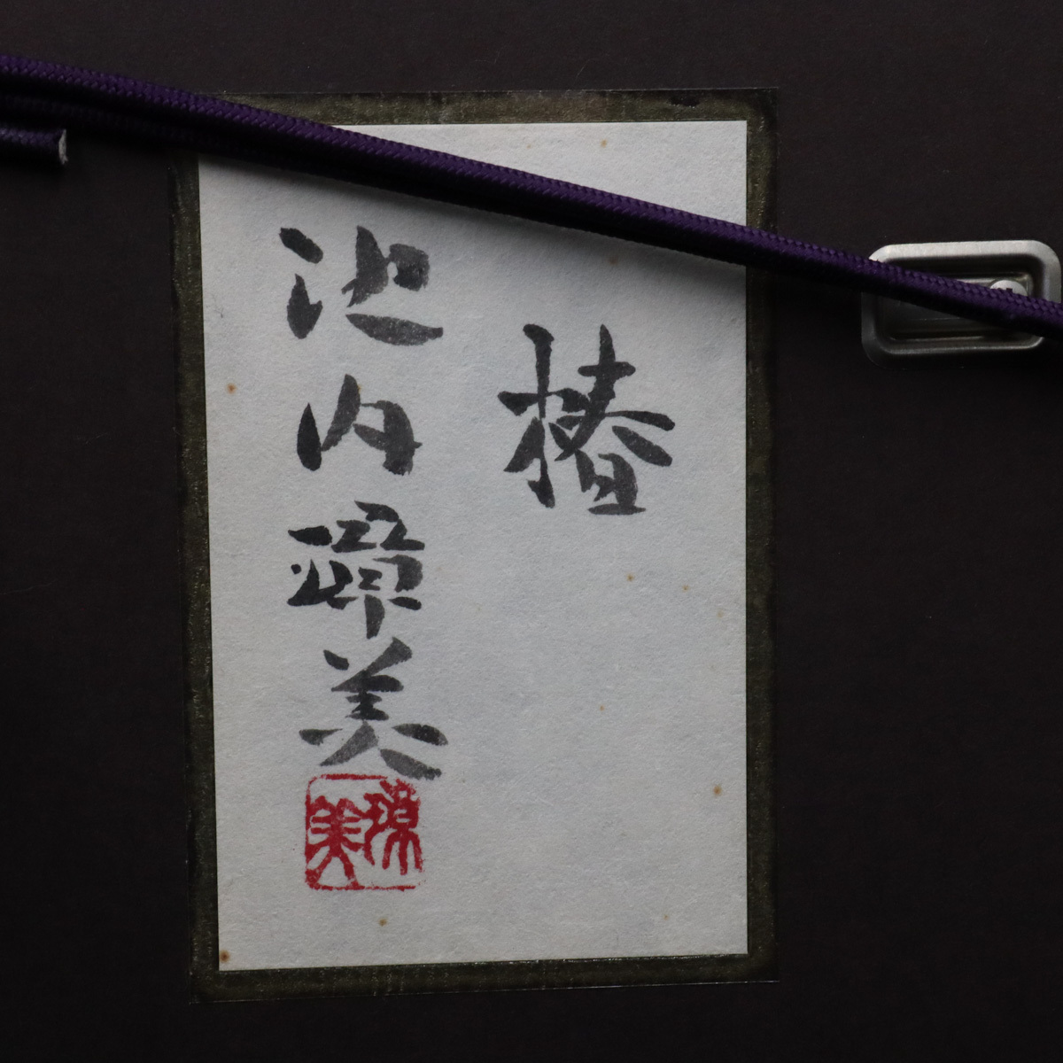 宙】真作保証 池内璋美「椿」日本画 S4号 金落款有 共シール 額装