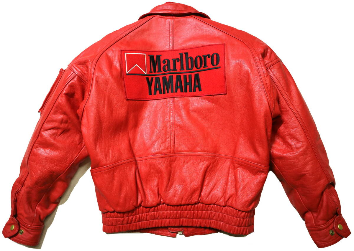 かなり良好！◆80’s-90’s Marlboro YAMAHA マルボロヤマハ 牛革 中綿入 レザーライディングジャケット◆Mサイズ（身長170-173センチ位） Marlboro Yamaha - Cadalora, Luca 0WH0