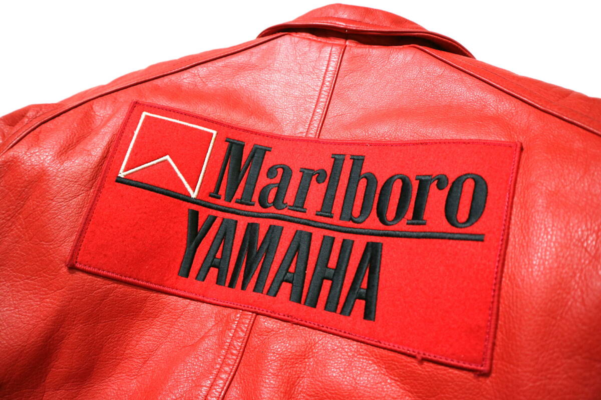 かなり良好！◆80’s-90’s Marlboro YAMAHA マルボロヤマハ 牛革 中綿入 レザーライディングジャケット◆Mサイズ（身長170-173センチ位） Marlboro Yamaha - Cadalora, Luca 0WH0