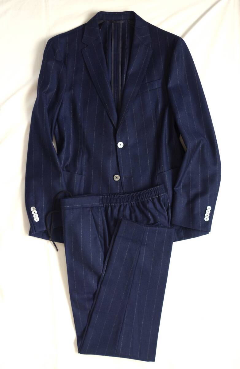◆美品◆高級◆HUGO BOSS / ヒューゴボス スーツ セットアップ テーラード ジャケット パンツ ウエスト調節可能 濃紺系 48 XL◆