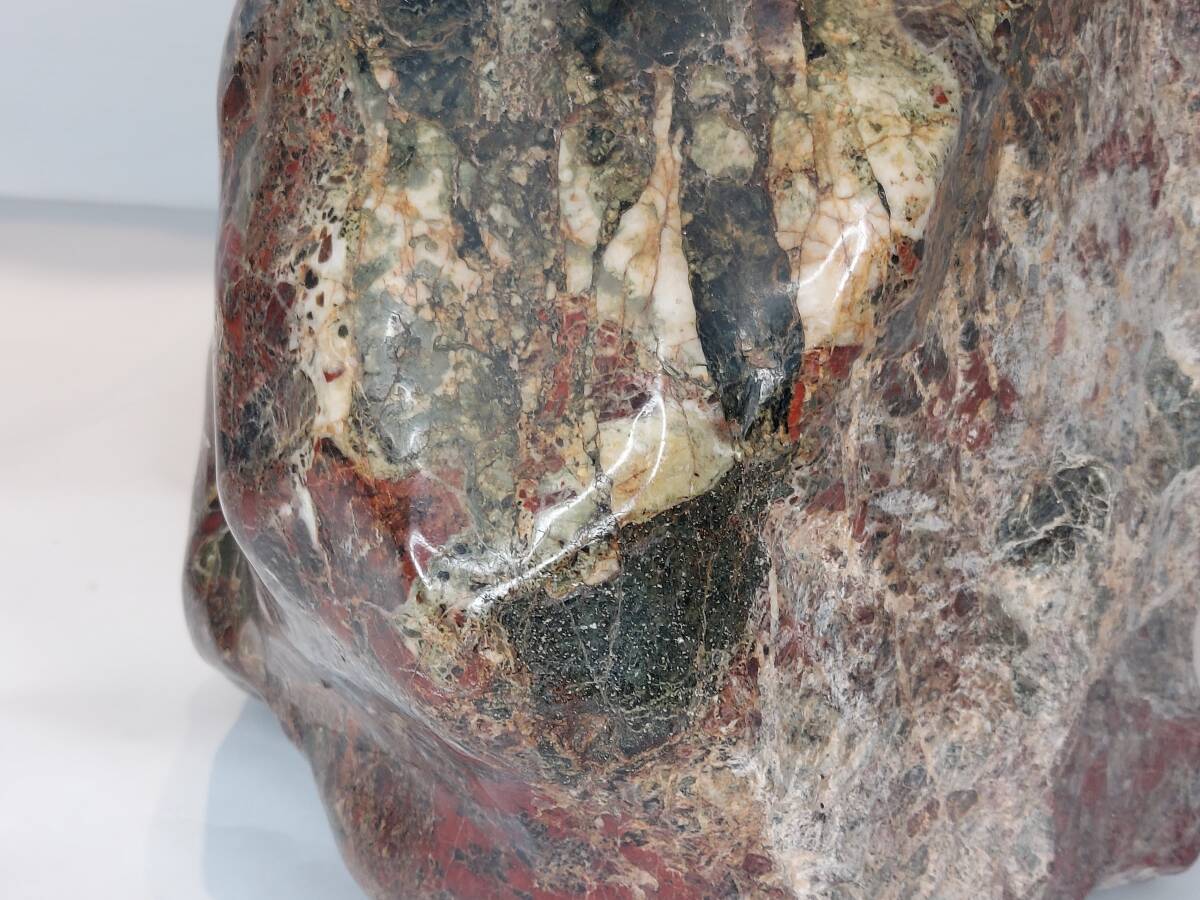 K03-1127 鑑賞石 天然石 盆栽石 佐渡錦紅石 岩五色赤石 大型 美品