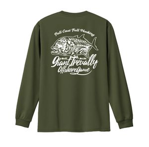 ☆ イラスト GT釣りロングTシャツ　ロウニンアジ／ジャイアントトレバリー／ドライTシャ