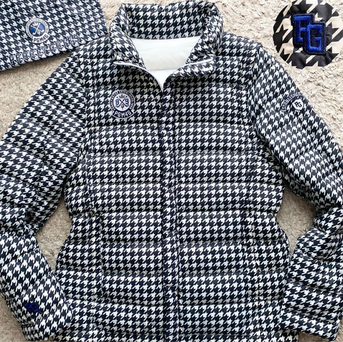 未使用級●XLサイズ●PEARLY GATES パーリーゲイツ 4way ダウンジャケット 千鳥格子 総柄 ジャケット 機能性◎ 軽量 ロゴ メンズ サイズ6_1