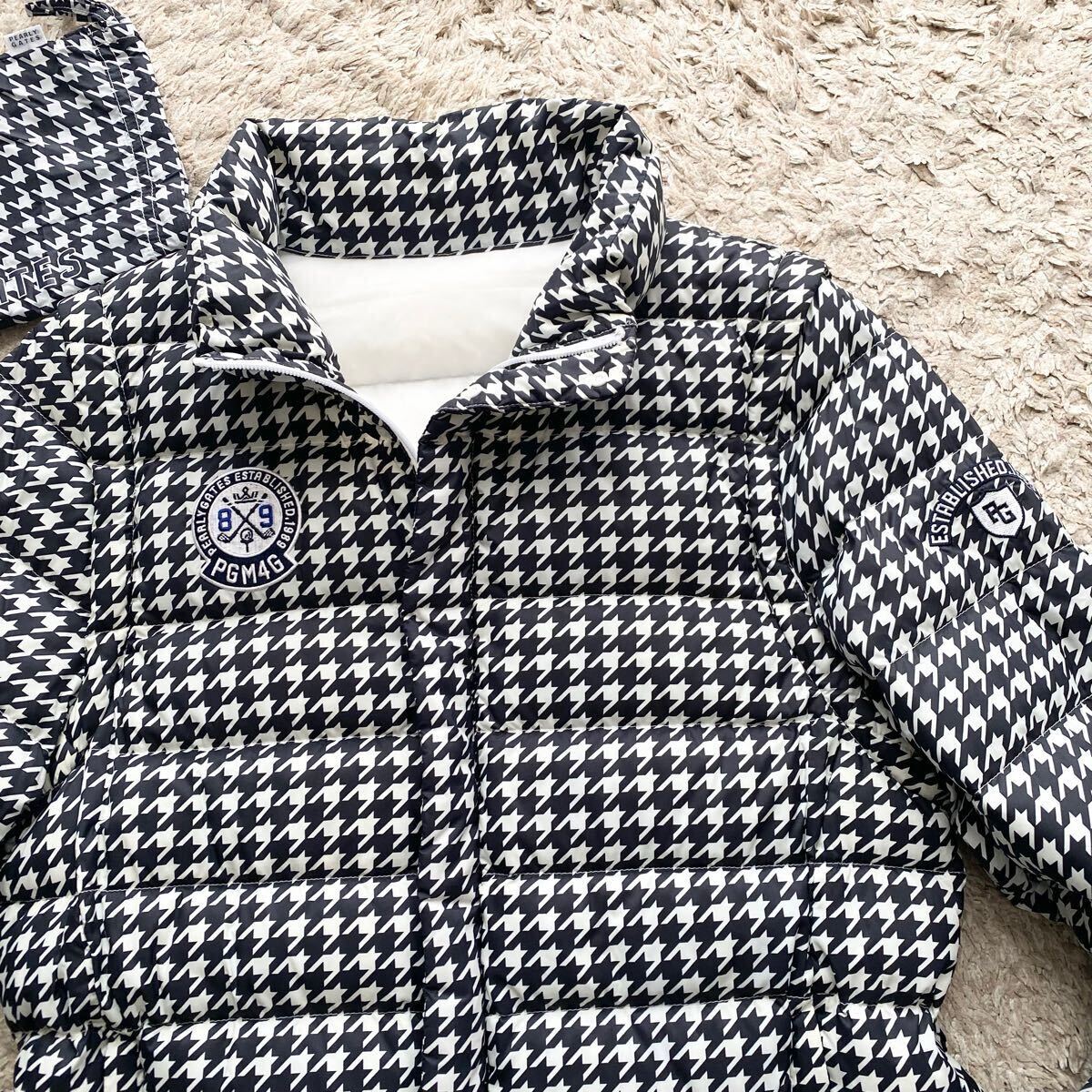未使用級●XLサイズ●PEARLY GATES パーリーゲイツ 4way ダウンジャケット 千鳥格子 総柄 ジャケット 機能性◎ 軽量 ロゴ メンズ サイズ6_2
