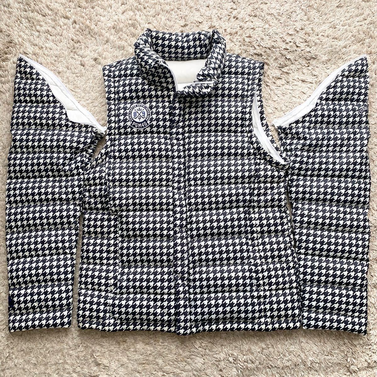 未使用級●XLサイズ●PEARLY GATES パーリーゲイツ 4way ダウンジャケット 千鳥格子 総柄 ジャケット 機能性◎ 軽量 ロゴ メンズ サイズ6_5