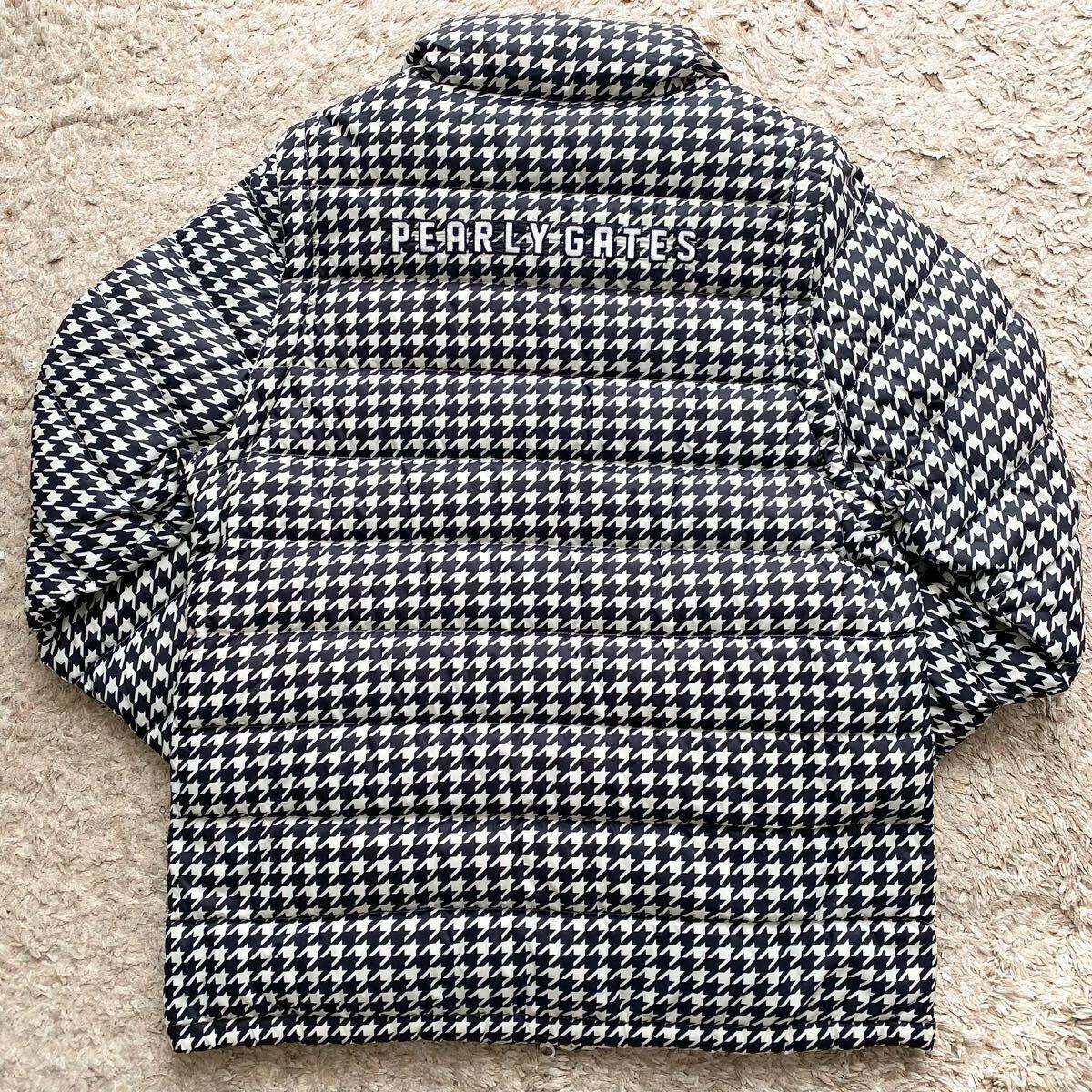 未使用級●XLサイズ●PEARLY GATES パーリーゲイツ 4way ダウンジャケット 千鳥格子 総柄 ジャケット 機能性◎ 軽量 ロゴ メンズ サイズ6_9