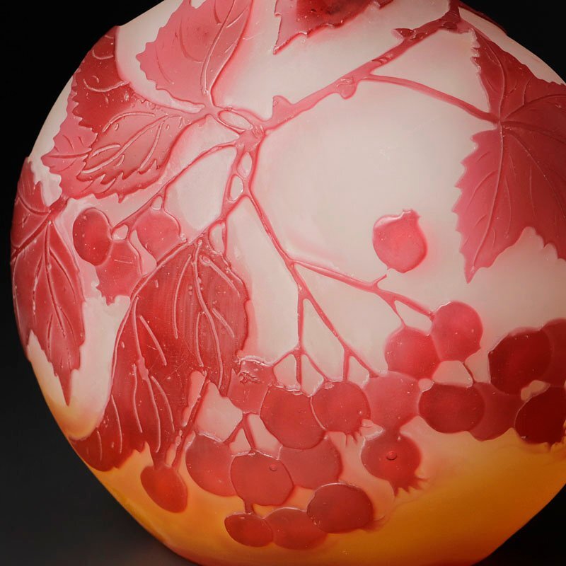古美味】エミールガレ Emile Galle スグリ文 花器 茶道具 保証品 x7PJ