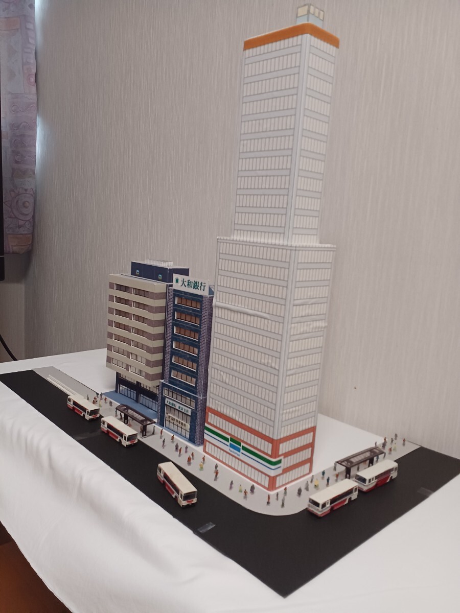 鉄道模型Nゲージ ジオラマ用１/150ペーパークラフト建物三棟_1