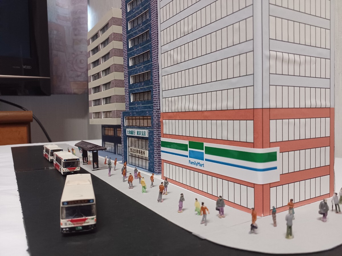 鉄道模型Nゲージ ジオラマ用１/150ペーパークラフト建物三棟_10