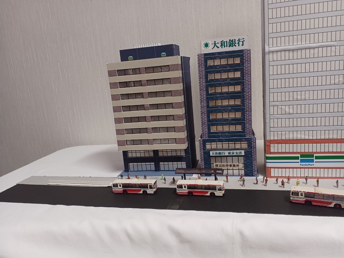 鉄道模型Nゲージ ジオラマ用１/150ペーパークラフト建物三棟_4