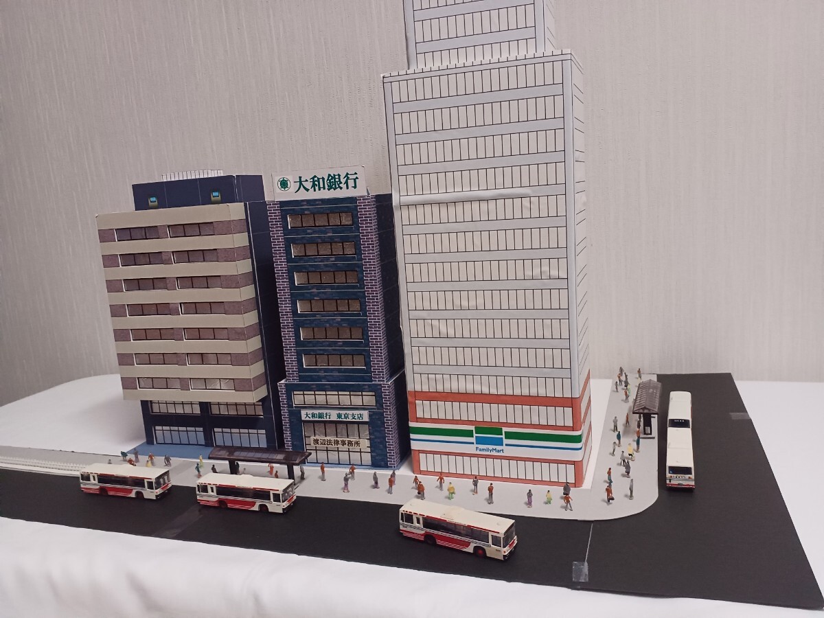 鉄道模型Nゲージ ジオラマ用１/150ペーパークラフト建物三棟_5