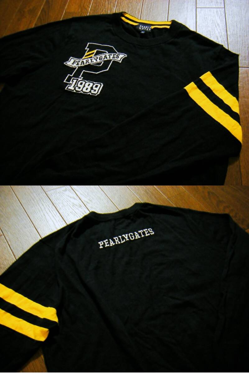 カシミヤ混/良品〇パーリーゲイツ セーター 5 (L) ビッグロゴ ネイビー