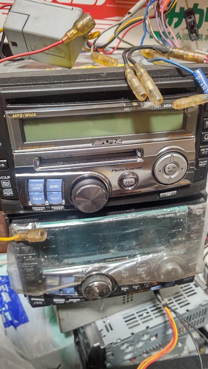 車 ALPINE ヘッドユニット 当時物 CD/MDデッキ 2DIN ジャンク品