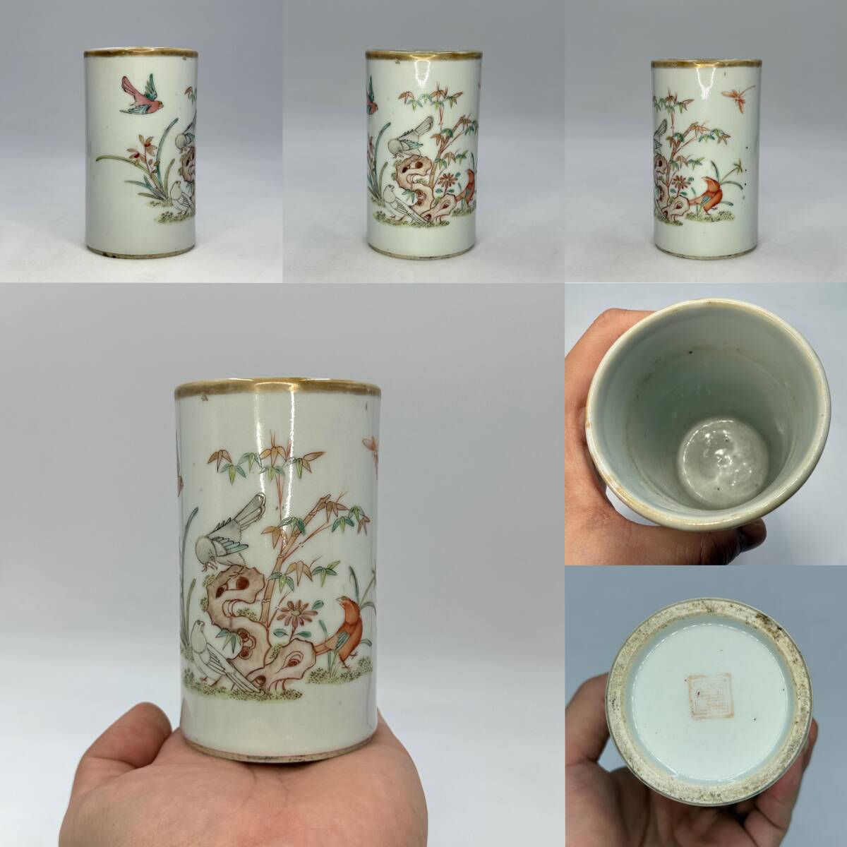 安い，本物保証 時代物 旧家整理品 清朝期 竹石花鳥文筆筒 無傷 古物保証 古染付 青花 煎茶道具 中国美術 骨董品 唐物 陶磁器 景徳鎮(清)｜売買されたオークション情報、yahooの商品情報をアーカイブ公開 - 清