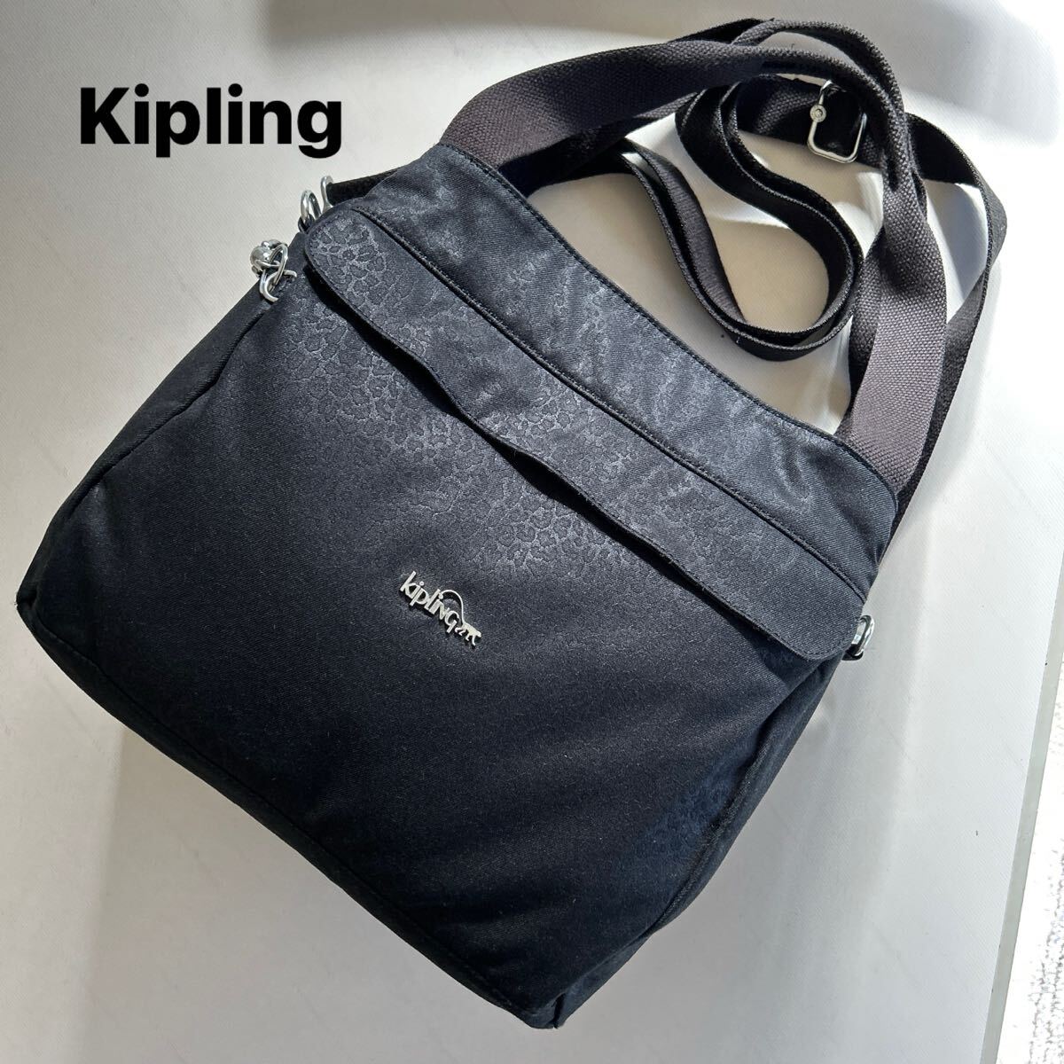 Kipling ☆キプリング 少し大きめ 2way ショルダー バッグ 黒 ユニ 
