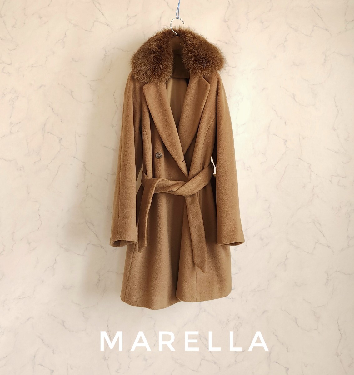 超高級 Maxmara マレーライタリア製コート 肉厚最高級生地 MARELLA 超高級 美品 Maxmara 憧れのイタリア製ベルテッドコート MARELLA
