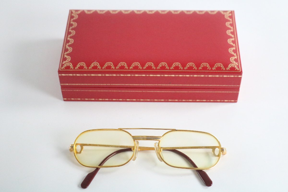 Cartier カルティエ メガネ ゴールドカラー 140 55□20 眼鏡 アイ 