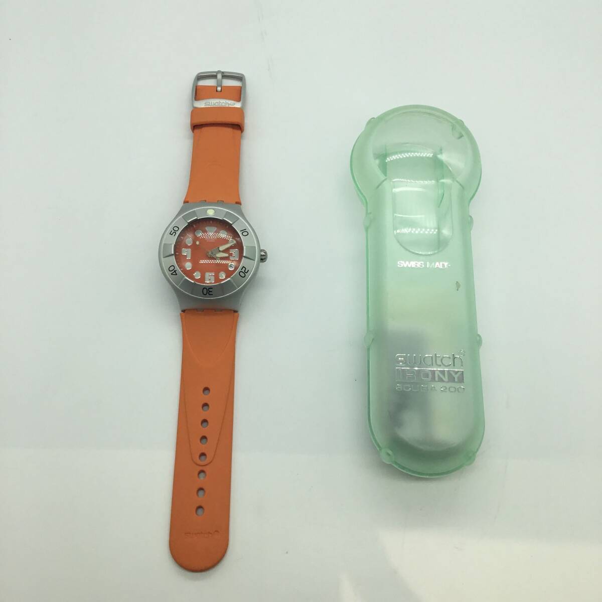 25861】 Swatch スウォッチ アイロニー スクーバ 200 オレンジ 稼働 