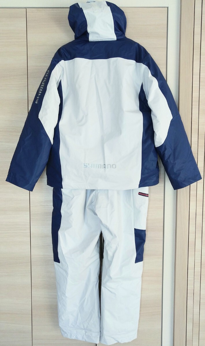 シマノ Shimano RB-035N マリンコールドウェザースーツ EX ネイビーホワイト Lサイズ 防寒着 上下セット 船釣り マリン サロペット スーツ _1