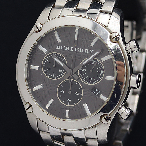 Burberry クロノグラフ 時計 4000【電池交換済、動作確認済】 バーバリー BURBERRY 腕時計 - クロノグラフ QZ 1円 2026年最新Yahoo