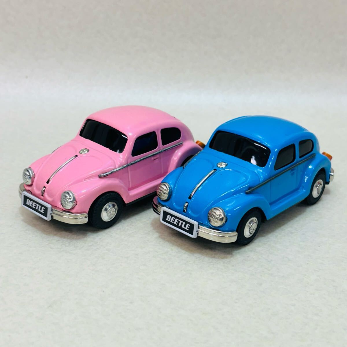 H4646★当時物★Volkswagen Beetle ブリキ フリクション 旧車 フォルクスワーゲン ピンク、青　レトロ★現状品★同梱不可_2