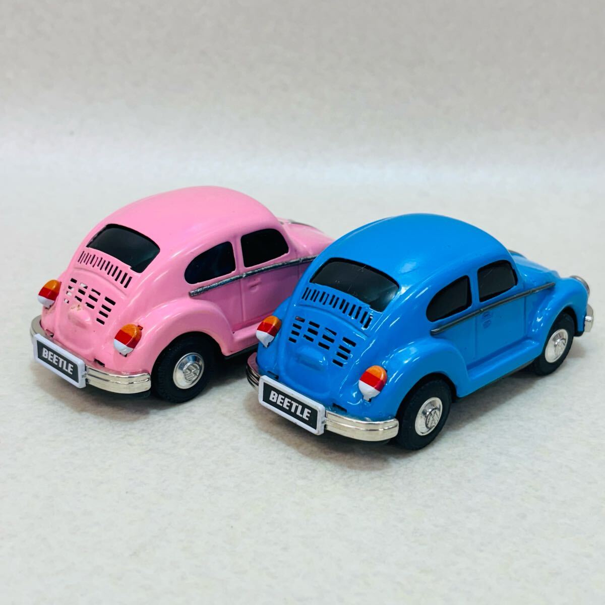 H4646★当時物★Volkswagen Beetle ブリキ フリクション 旧車 フォルクスワーゲン ピンク、青　レトロ★現状品★同梱不可_3