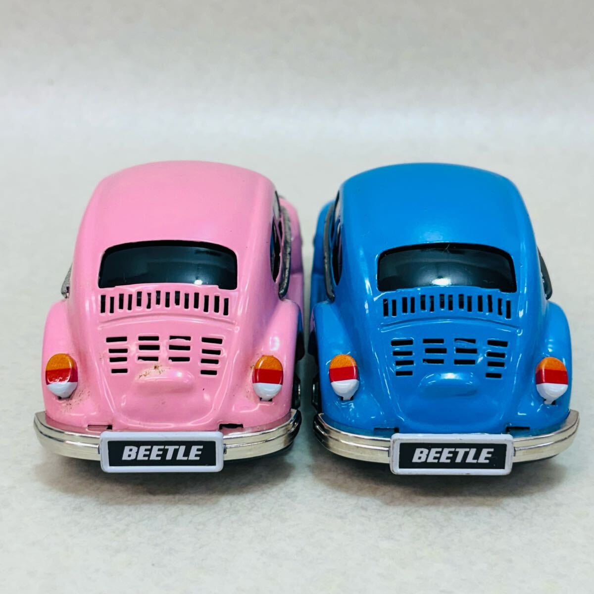 H4646★当時物★Volkswagen Beetle ブリキ フリクション 旧車 フォルクスワーゲン ピンク、青　レトロ★現状品★同梱不可_5