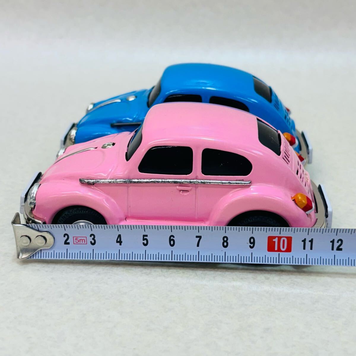 H4646★当時物★Volkswagen Beetle ブリキ フリクション 旧車 フォルクスワーゲン ピンク、青　レトロ★現状品★同梱不可_7