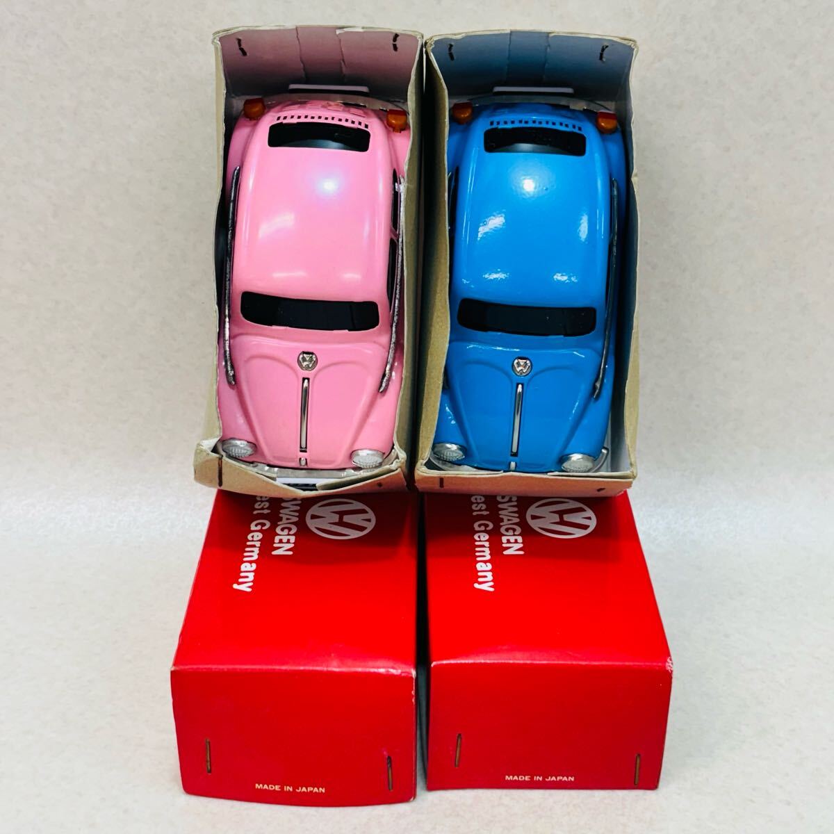 H4646★当時物★Volkswagen Beetle ブリキ フリクション 旧車 フォルクスワーゲン ピンク、青　レトロ★現状品★同梱不可_8