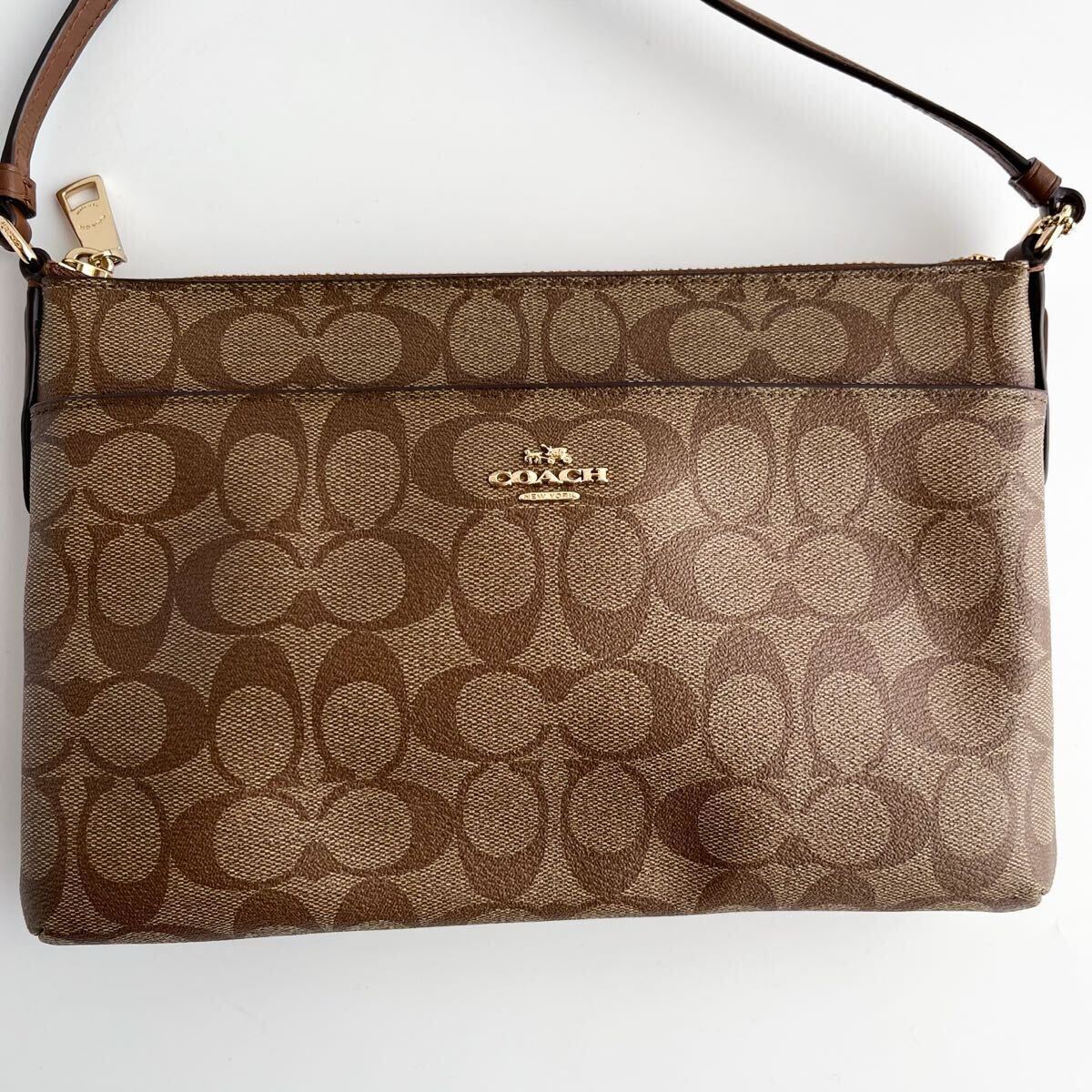 未使用級 COACH コーチ ショルダーバッグ ダークブラウン PVC 未使用級 