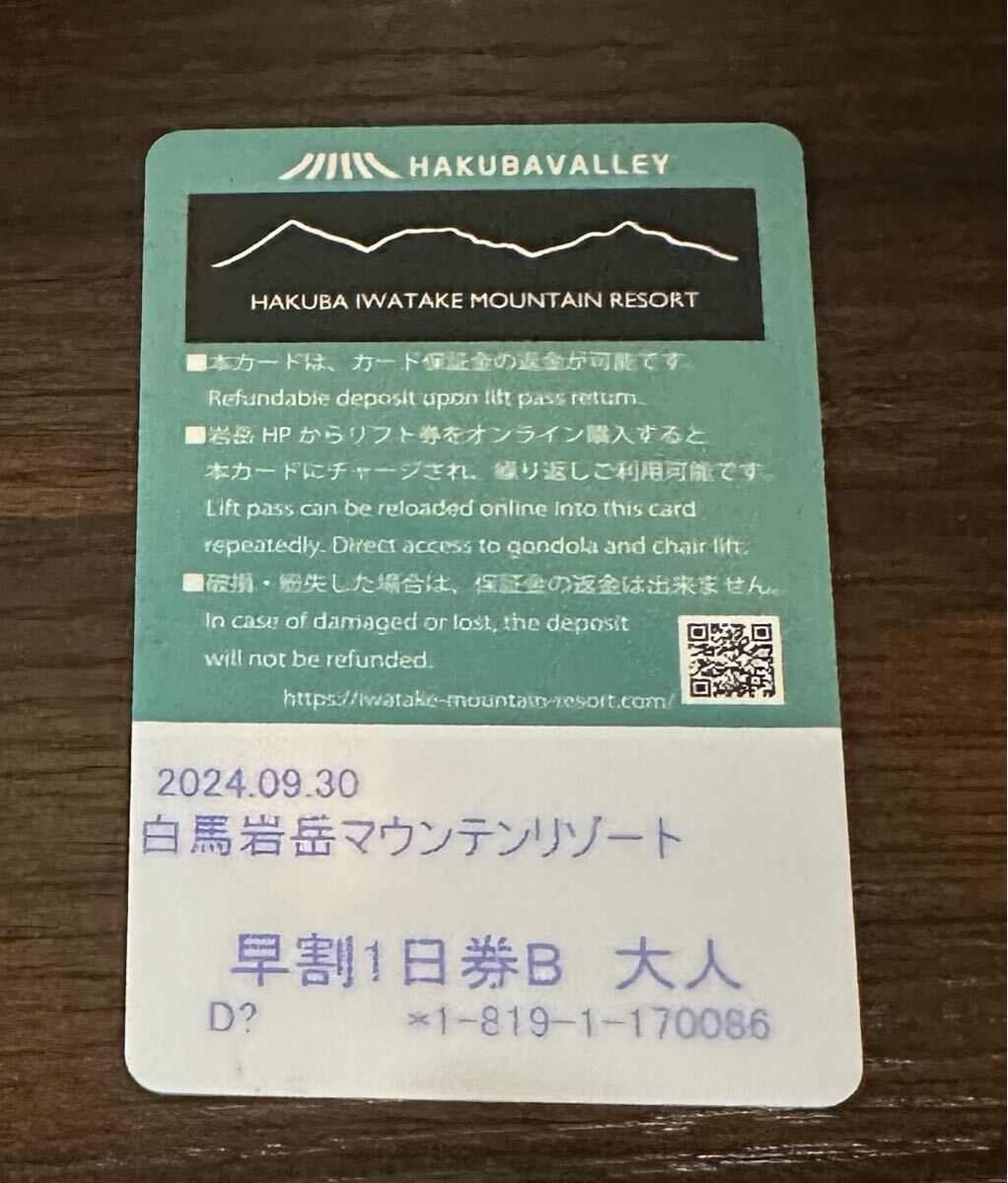 施設利用券 白馬岩岳マウンテンリゾート 大人リフト1日券