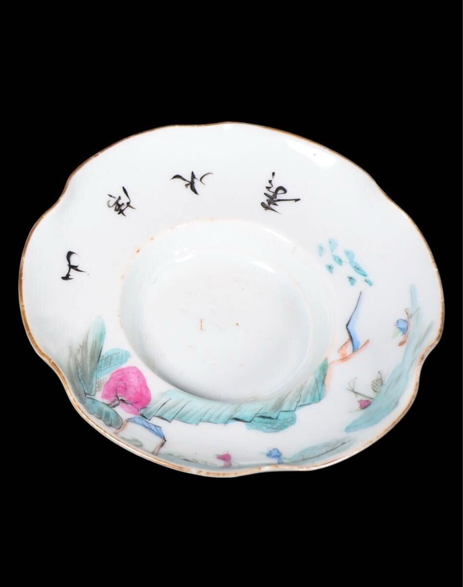 中国清朝ー民国期　磁器粉彩画　茶托・受け皿　豪華2種　繊細筆致　優品　時代もの古作保証　_4