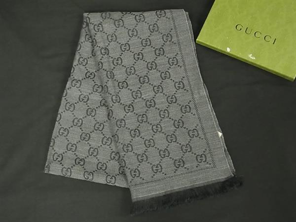 1円 GUCCI グッチ GG柄 GGパターンウィンタースカーフ ウール100