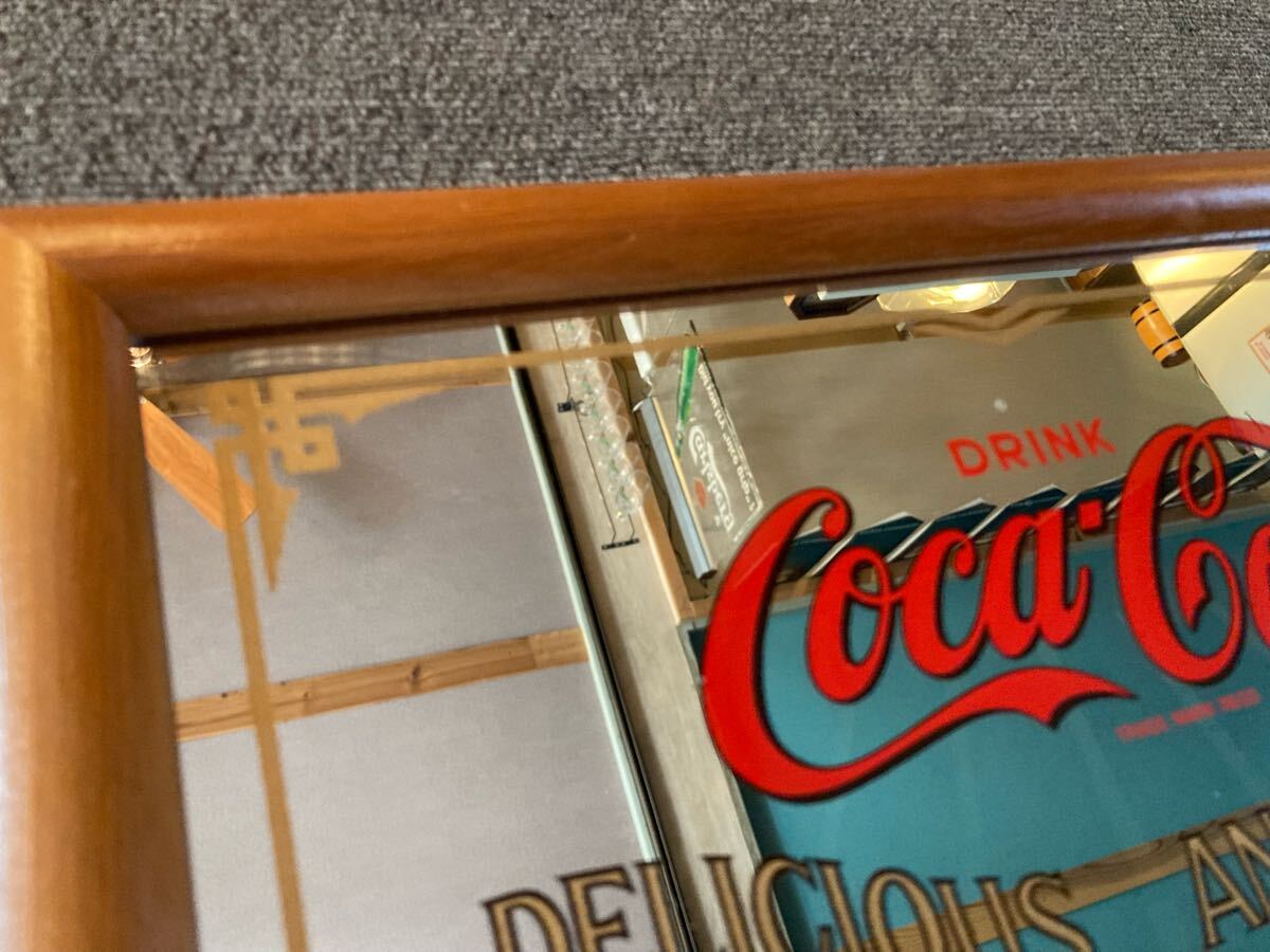 コカコーラ ヴィンテージ 木製 パブミラー 壁掛け フレーム 鏡