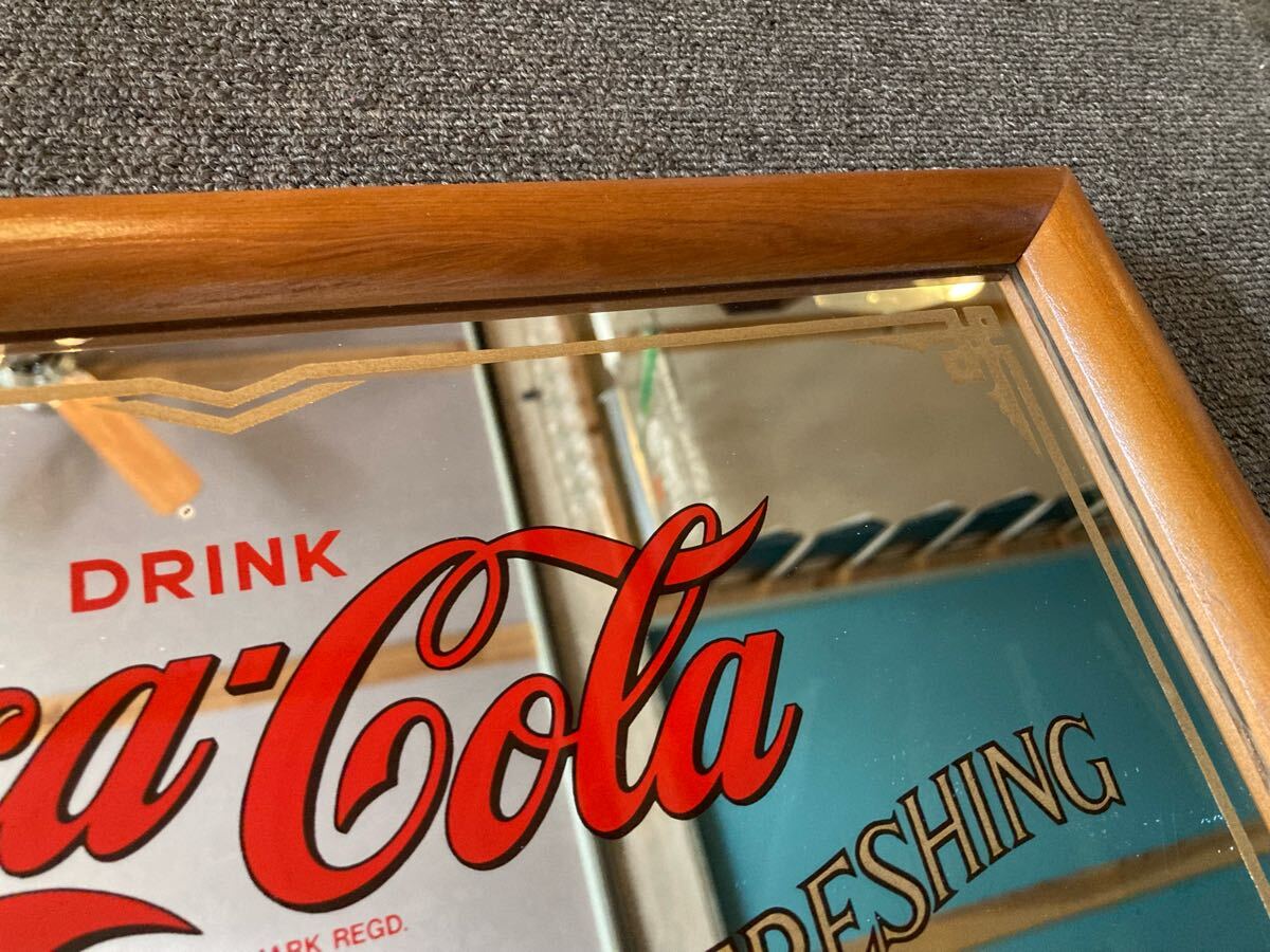 コカコーラ ヴィンテージ 木製 パブミラー 壁掛け フレーム 鏡
