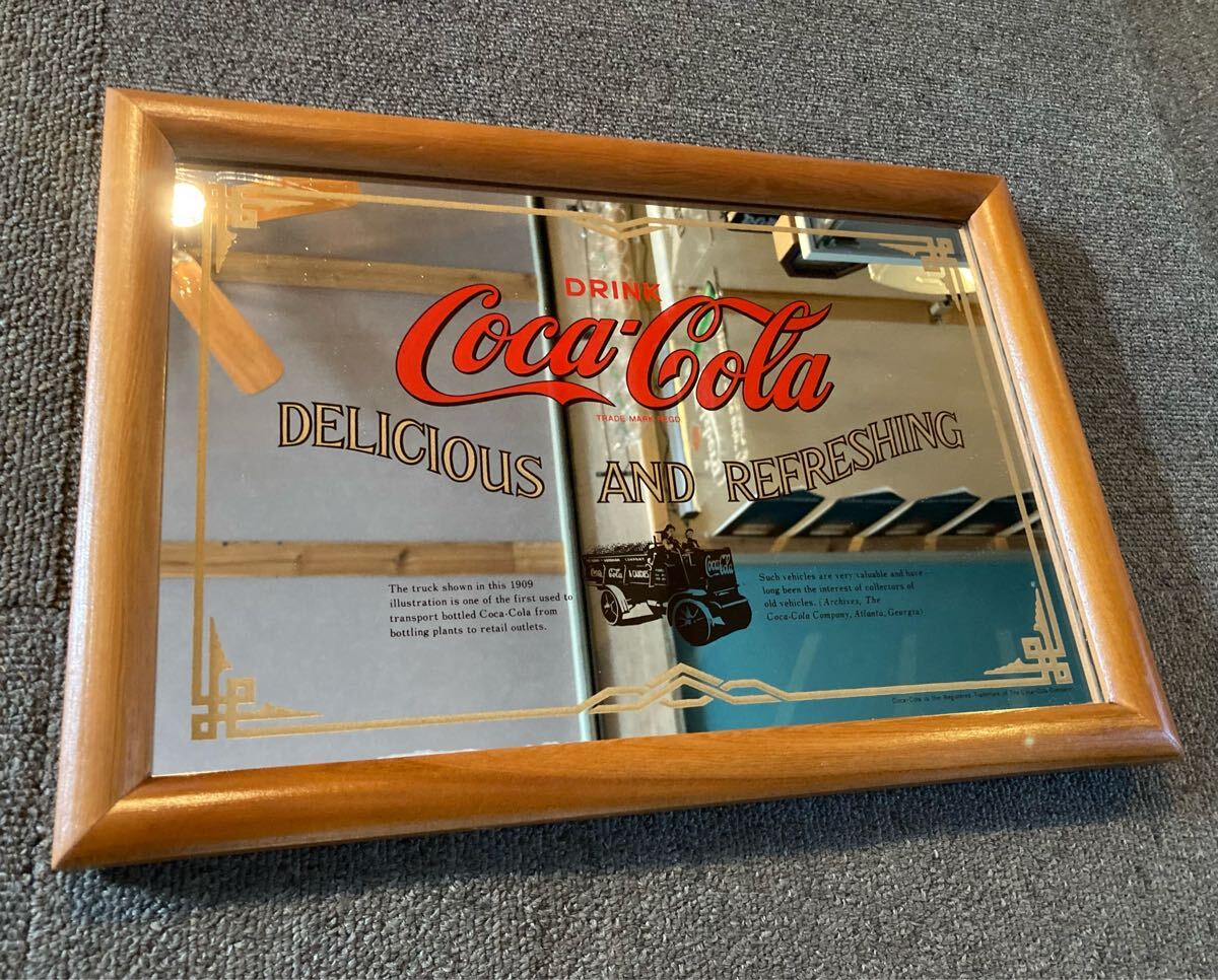 コカコーラ ヴィンテージ 木製 パブミラー 壁掛け フレーム 鏡