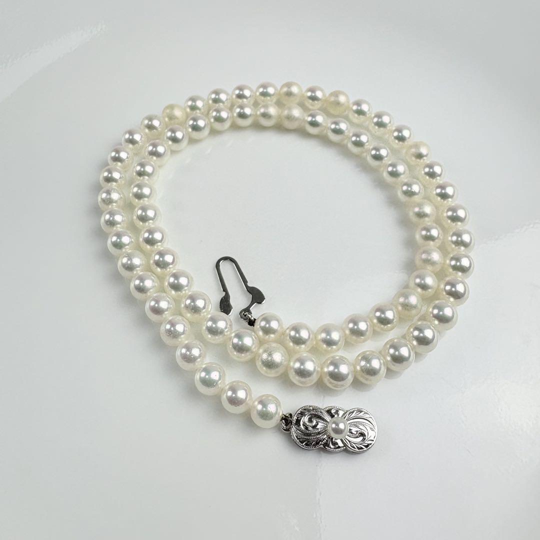 オーロラ級 花珠 ☆ 現行クラスプ MIKIMOTO ミキモト あこや真珠 アコヤ真珠 全長48cm 一粒6mm程 パールネックレス 本真珠 M刻印 照り最強 _1