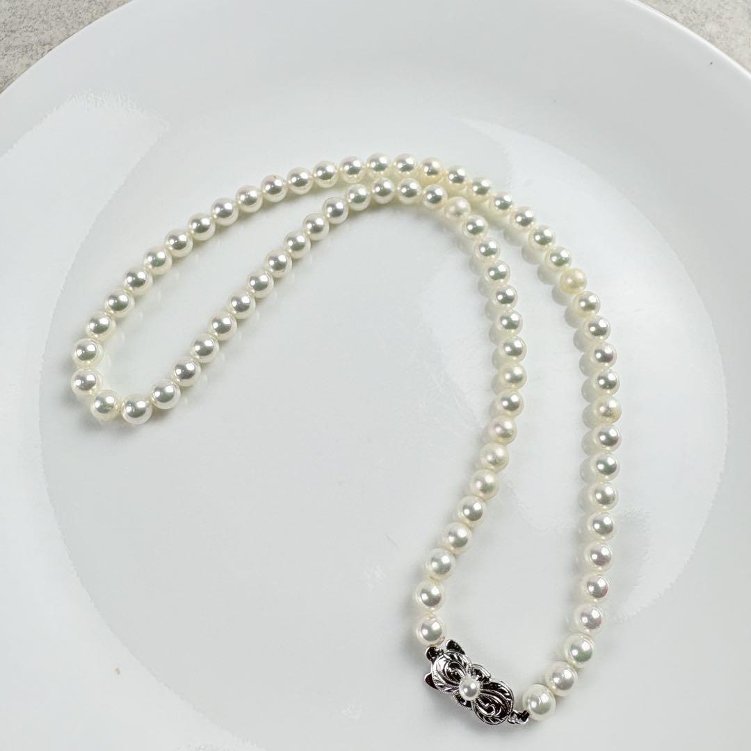 オーロラ級 花珠 ☆ 現行クラスプ MIKIMOTO ミキモト あこや真珠 アコヤ真珠 全長48cm 一粒6mm程 パールネックレス 本真珠 M刻印 照り最強 _3