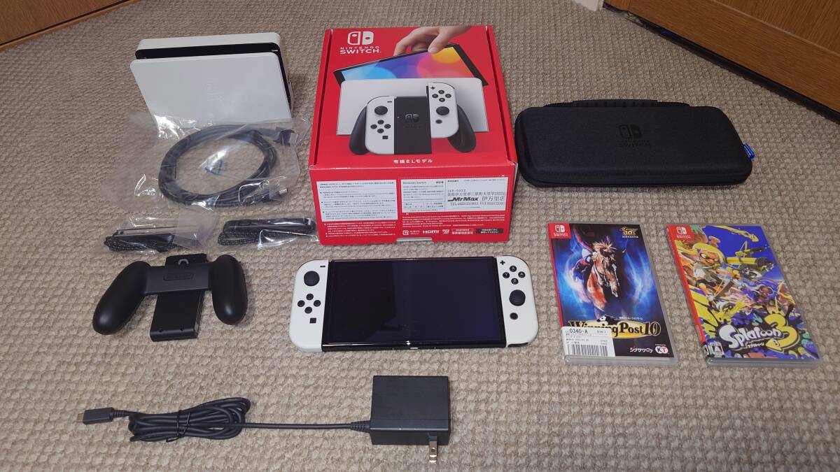 送料無料！☆NINTENDO SWITCH 有機ELモデル＋ソフト2本＋携帯用ケース☆_1