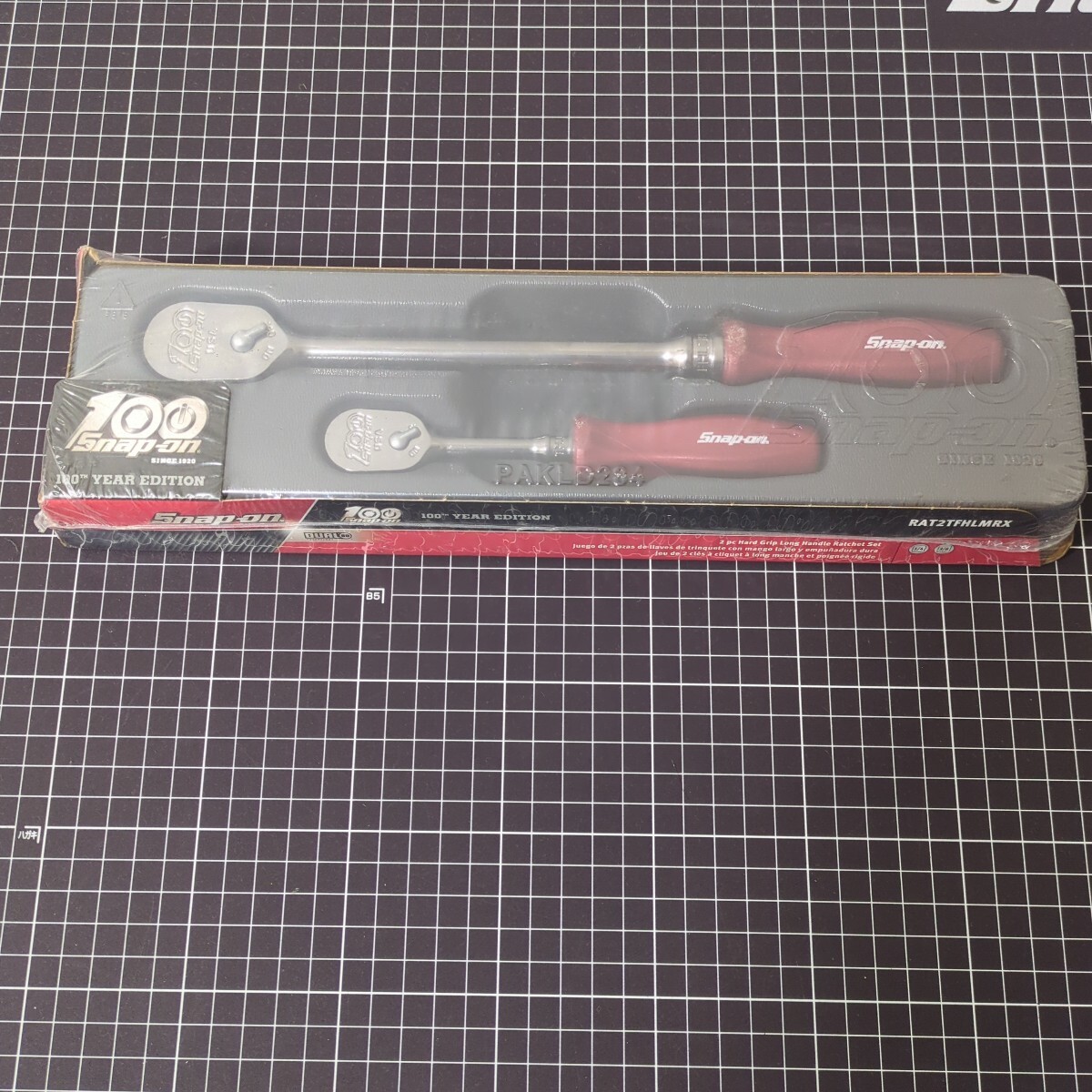 スナップオン 100周年記念ラチェットセット 限定 廃版 レア 旧グリップ 専用ロゴ RAT2TFHLMRX メタリックレッド Snap-on コレクションに_1