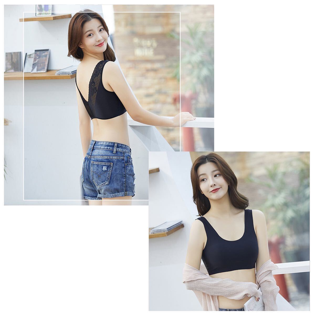 ブラジャー スポーツインナー ヨガウェア ノンワイヤー ブラ スポーツブラ ナイトブラ 冷感 薄手 夏用 ひんやり フリーサイズ シームレス _6