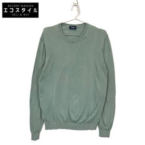 Drumohr ドルモア ライトグリーン コットン クルーネックロングスリーブニットソー ライ