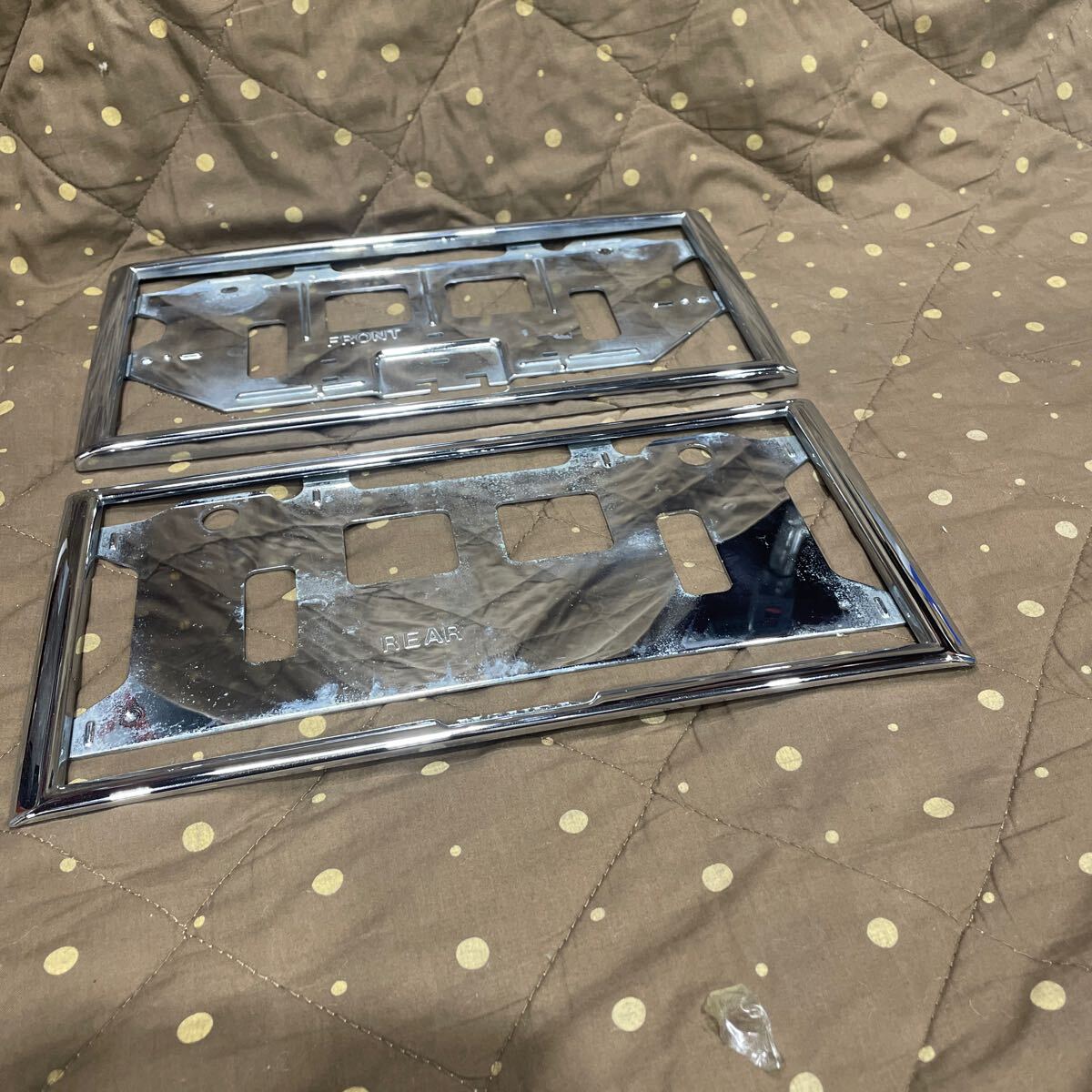 ホンダ純正 ナンバーフレーム メッキ フロント、リヤセット　中古品！_1