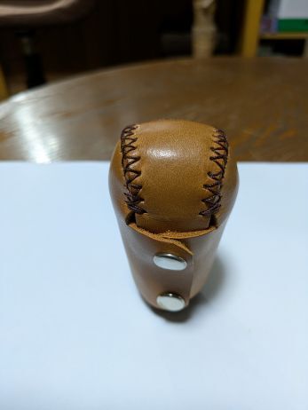 ジムニー シエラ JB64W JB74W レザー マニュアルシフトノブカバー　キャメル　ステッチブラウン　刻印シフトパターン_2