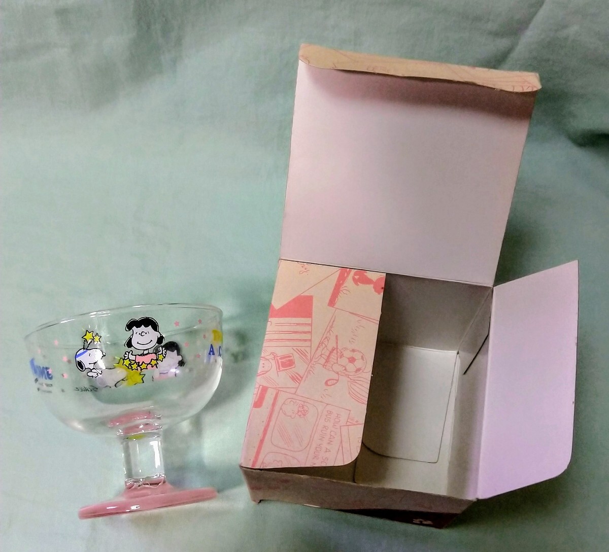 ◇スヌーピーSNOOPY　デザートグラス　外箱有／未使用・昭和レトロ・ヴィンテージ・ガラス_7